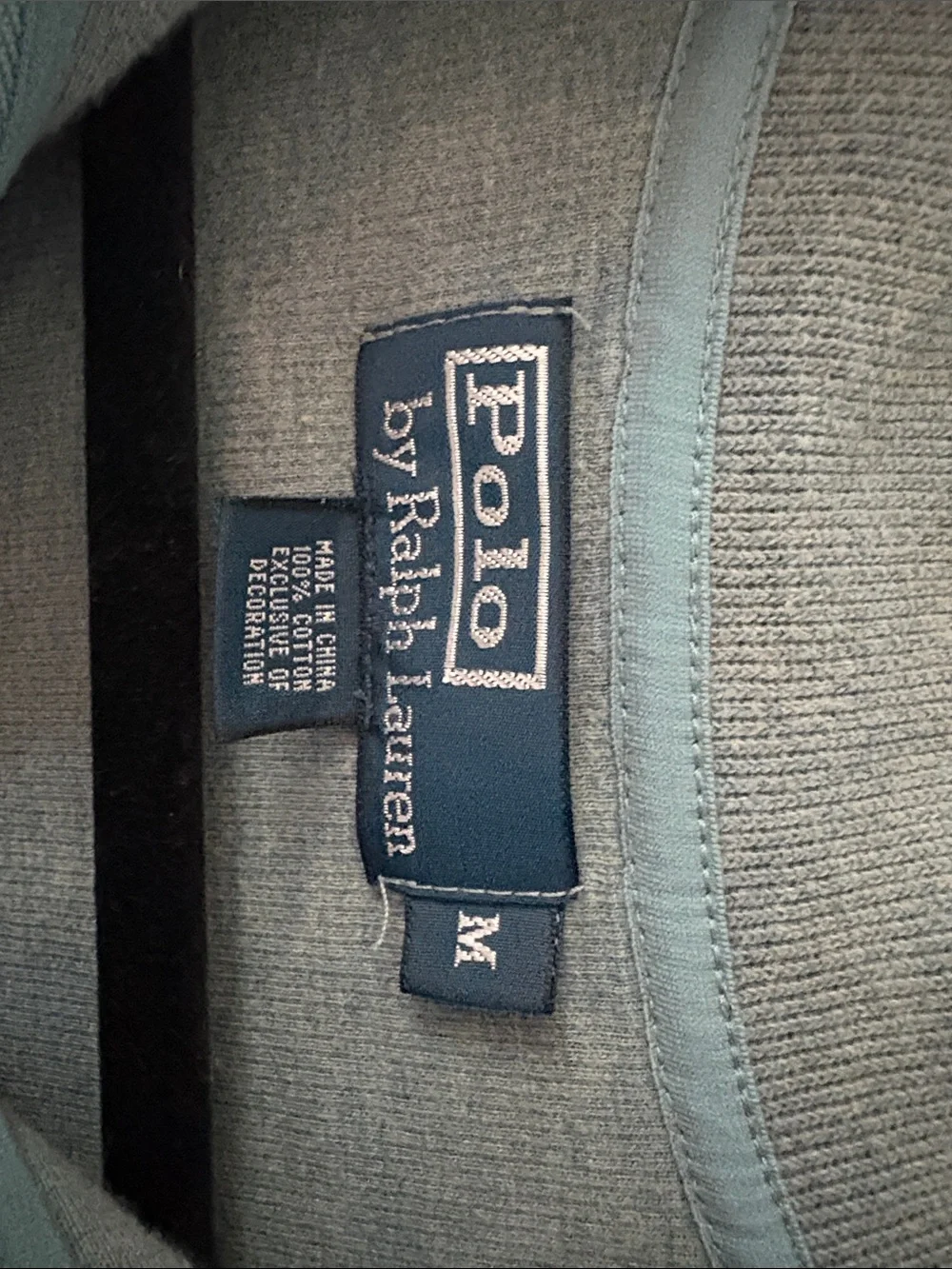 Polo by Ralph Lauren Men’s M Heather Blue Gray 1/4 Zip Cotton Pullover Sweater